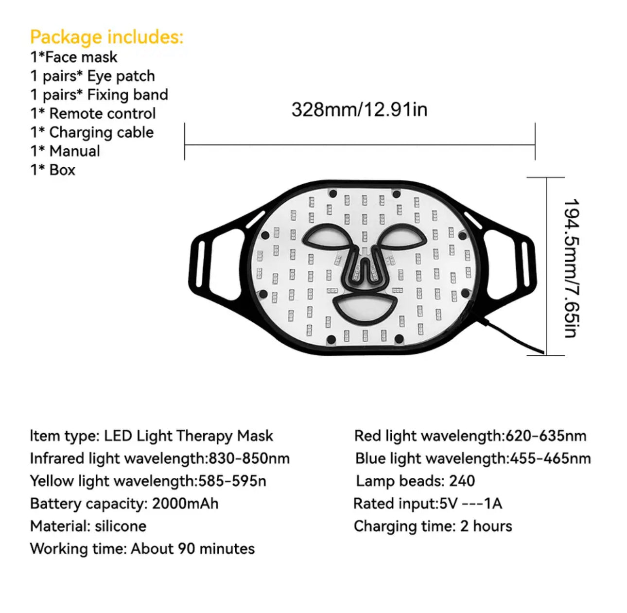 Red Light Therapy Facial Mask